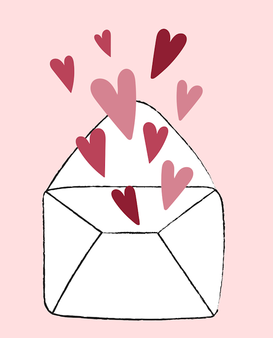hearts in envelope